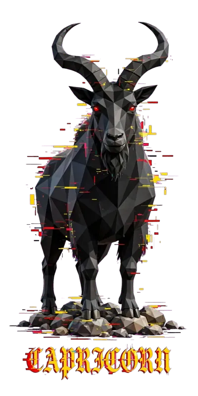 Capricorno Glitch Geometrico Zodiaco Nero