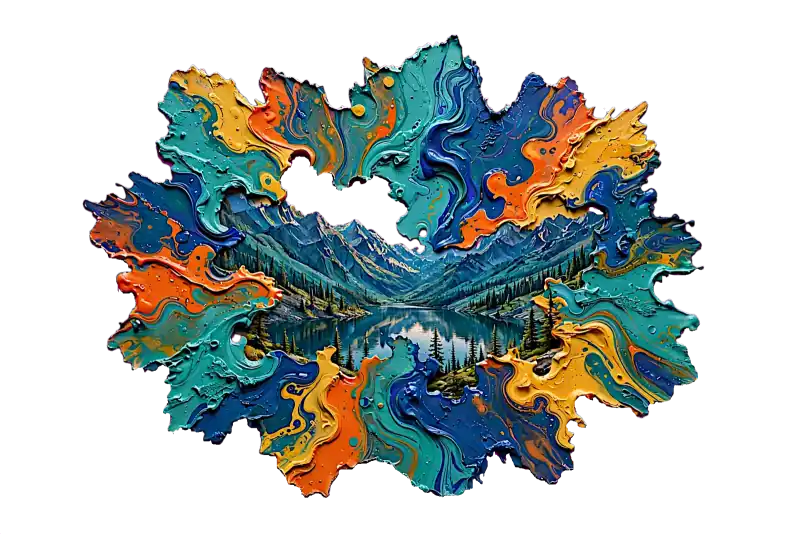 Psychodeliczna Górska Dolina Sztuka Płynna – plakat góry