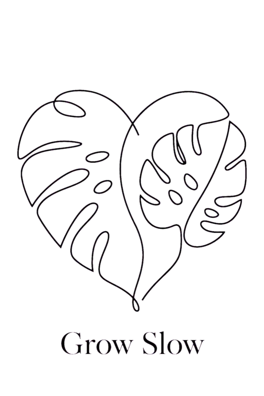 Grow Slow Monstera Heart Line Art