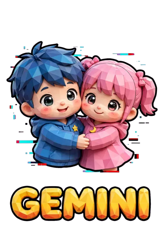 Glitchy Gemini Chibi Duo Anime T-Shirt