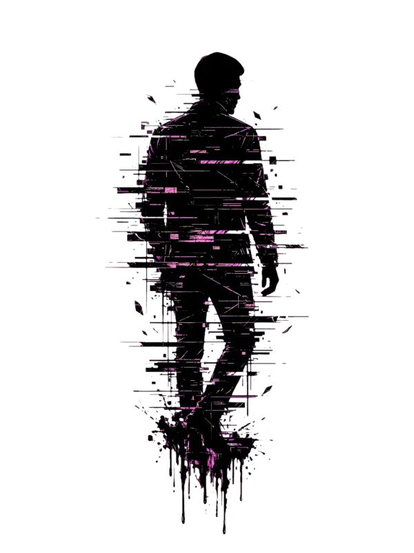 Digital Glitch Silhouette Graphic T-Shirt