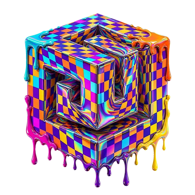 Cube Glitch Psychédélique à Carreaux Fondu – t shirt imprimé