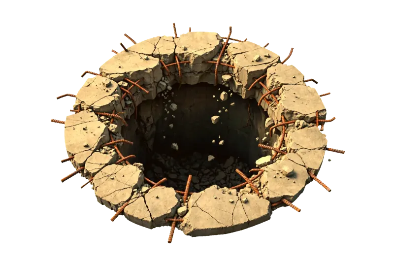 Broken Concrete Abyss Hole