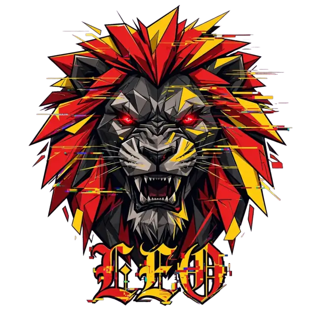 Art Graphique Lion Leo Cyberpunk Glitch