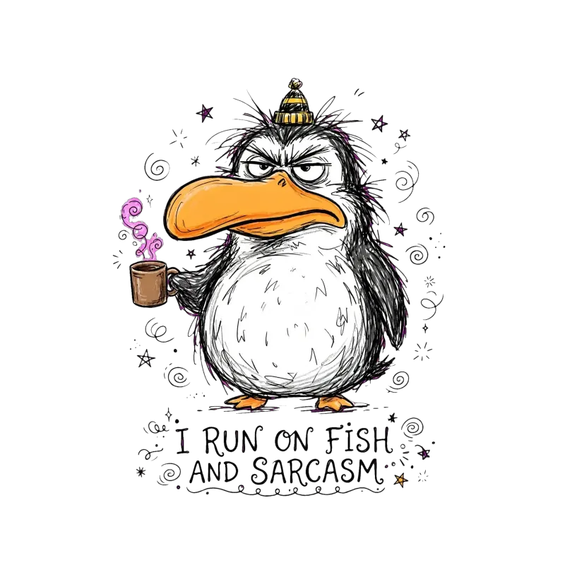 Mürrischer Pinguin Angetrieben von Sarkasmus – lustige tassen