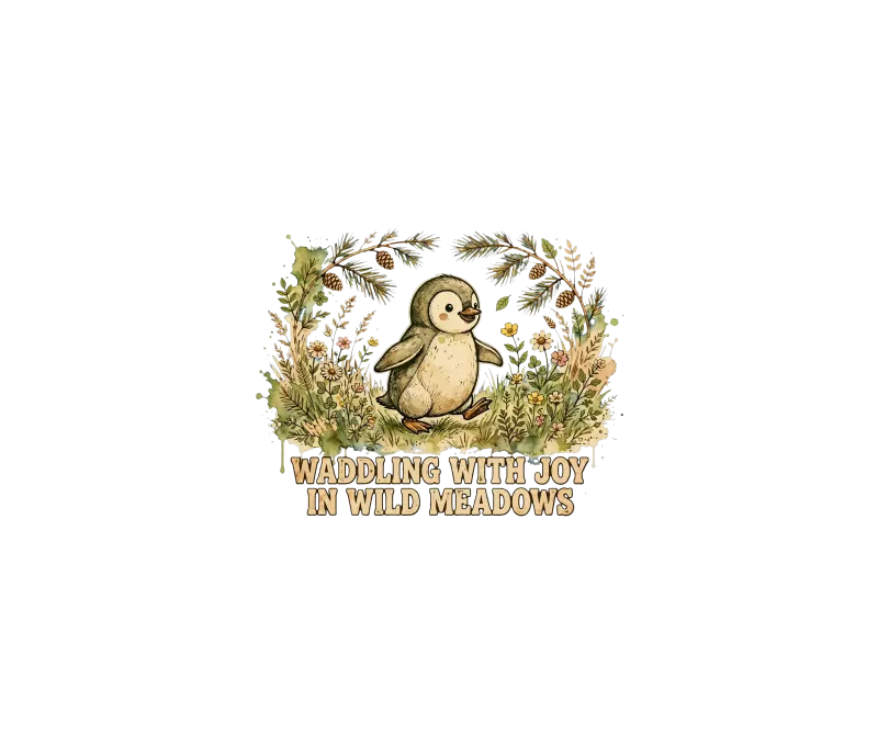 Waddling With Joy Wild Meadow Penguin