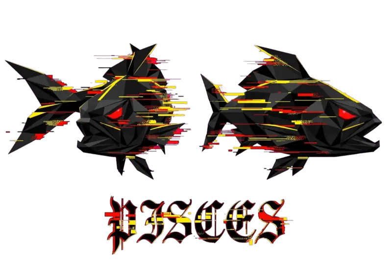 Art Glitch Poissons Cyberpunk