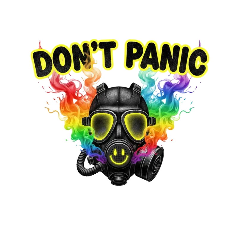 No Panic Máscara de Gas Arte Arcoíris – camiseta salud mental