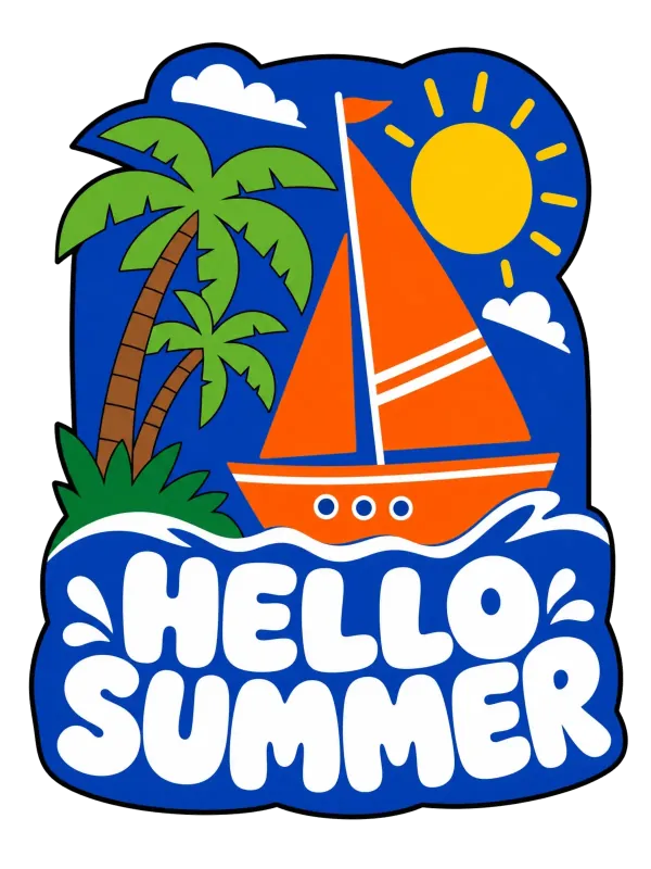 Hallo Sommer Tropisches Segelboot Kunst