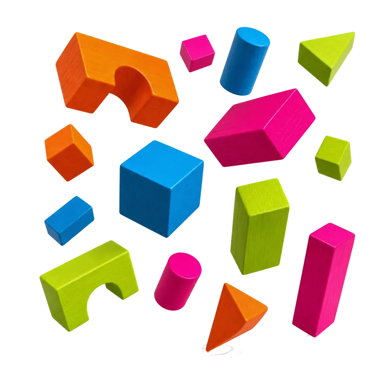 Neonowe Geometryczne Klocki Drewniane