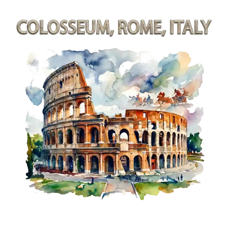 Colisée de Rome Aquarelle T-Shirt Voyage
