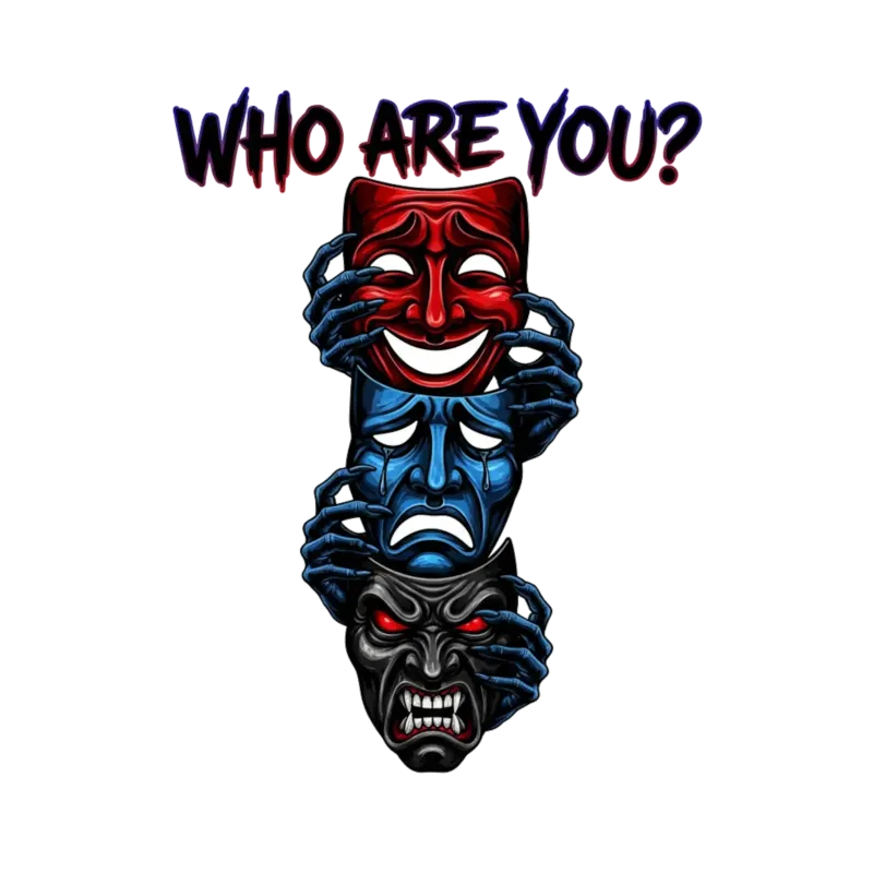 Wer Bist Du Mehrere Masken T-Shirt