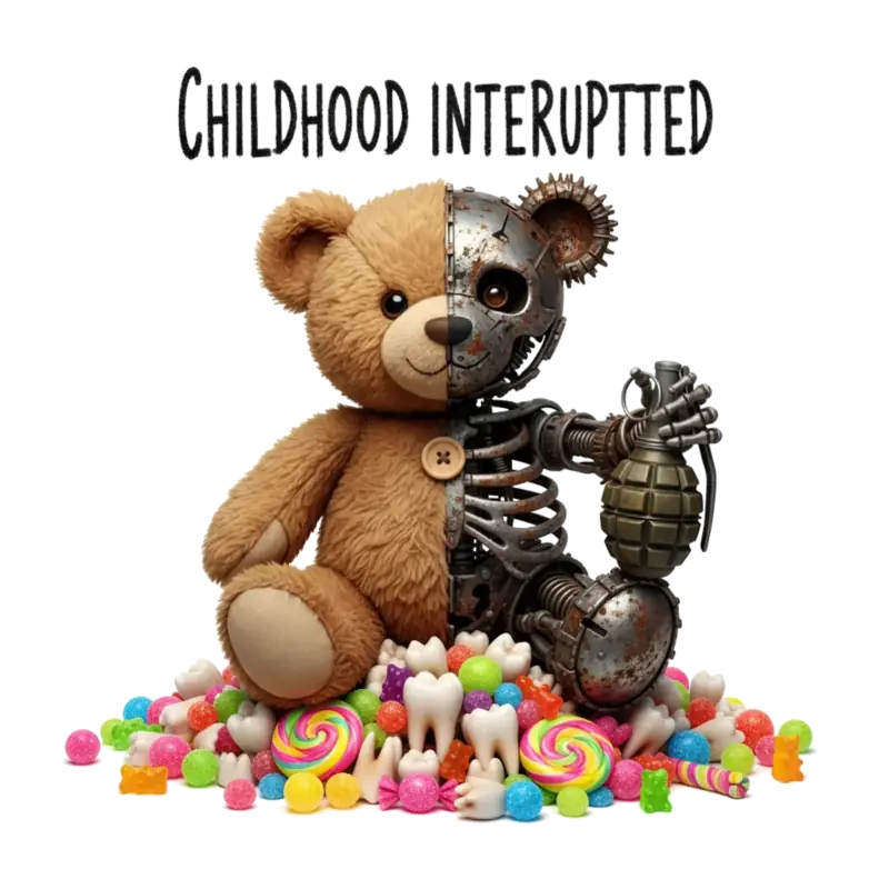 Unterbrochene Kindheit Cyborg Teddybär – horror t-shirt