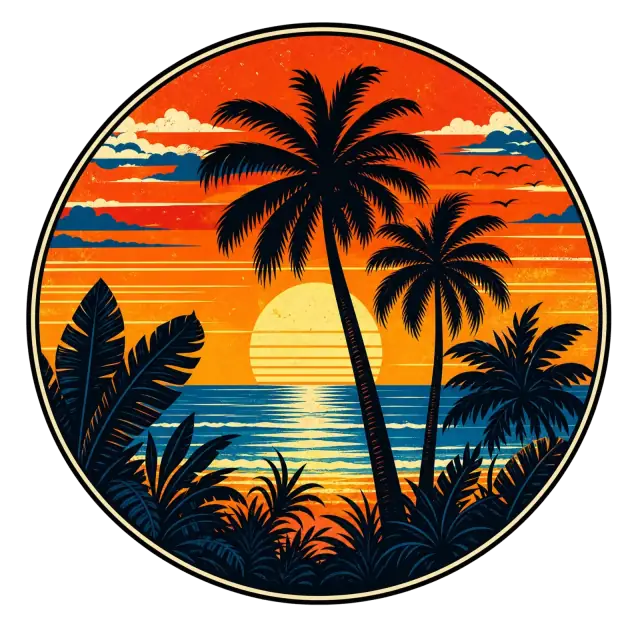 Coucher de Soleil Rétro Plage Tropicale Sweat