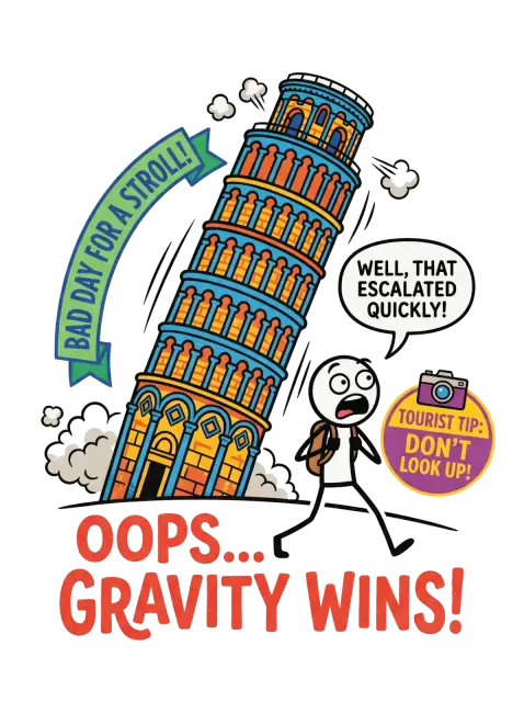 T-Shirt Oops Gravity Wins Tour Penchée