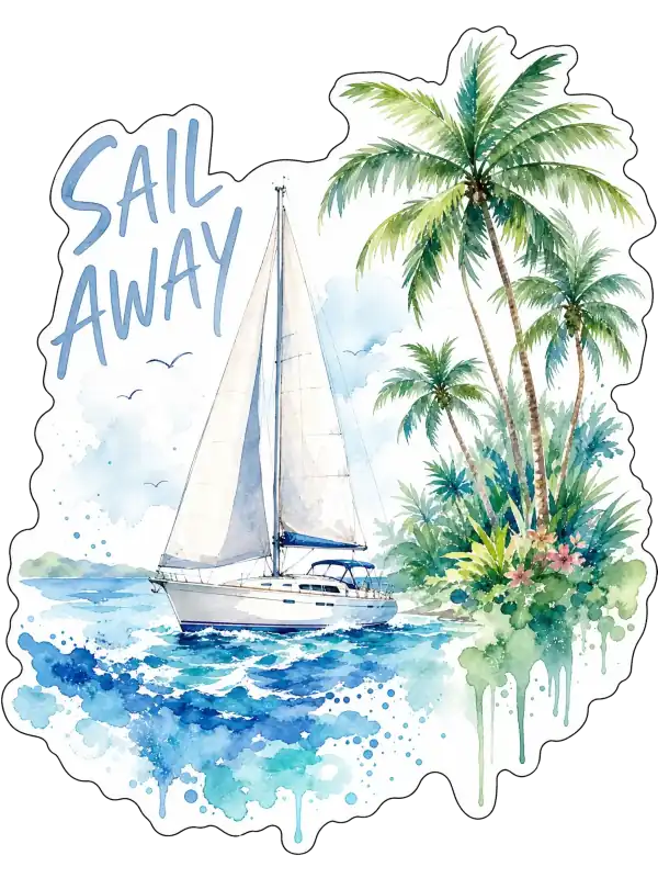 Naviguer Loin Palmiers Tropicaux T-Shirt
