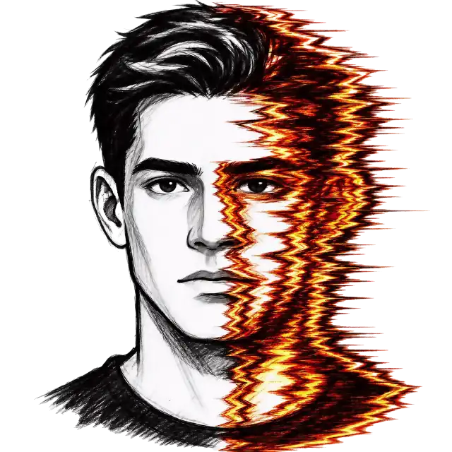 Glitch Fire Portrait Graphic Tee