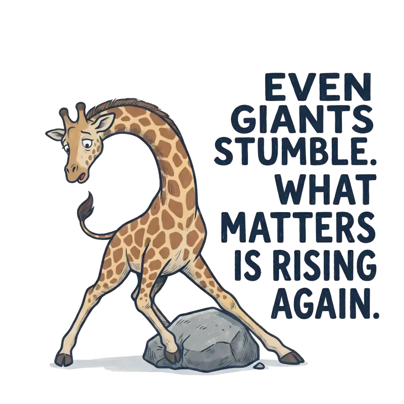 Even Giants Stumble Giraffe Motivation T-Shirt