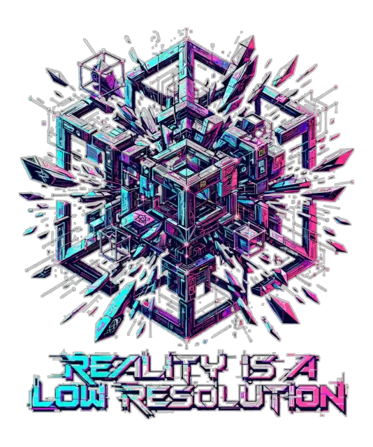 Realtà a Bassa Risoluzione Cubo Cyber – poster cyberpunk