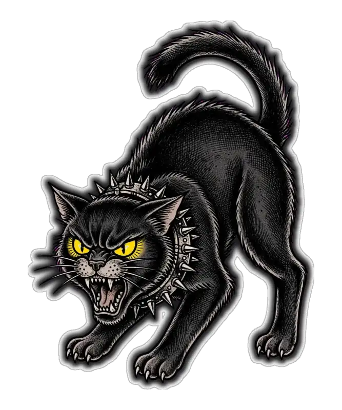 Chat Noir Punk Style Tatouage