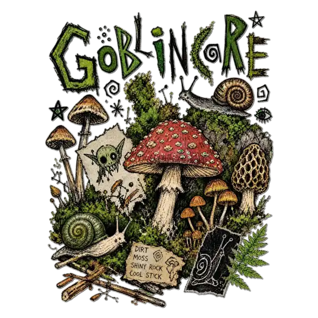 Goblincore Grzyby i Ślimaki Leśna Sztuka