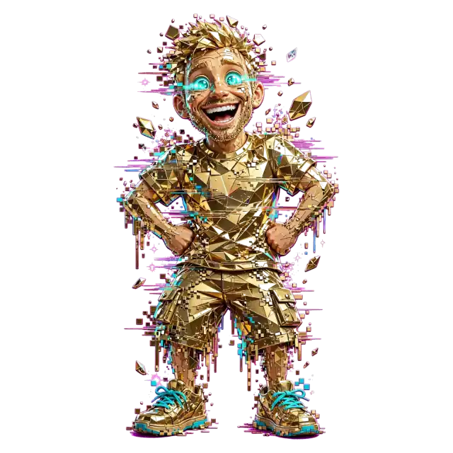 Felpa Ragazzo Digitale Glitch Dorato