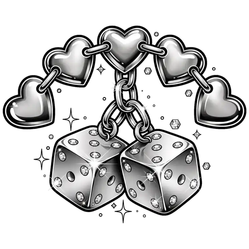 Dados de la Suerte y Corazones Cromados