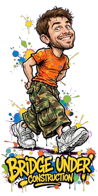 Pont en Construction Cartoon Urban – t-shirt humour homme