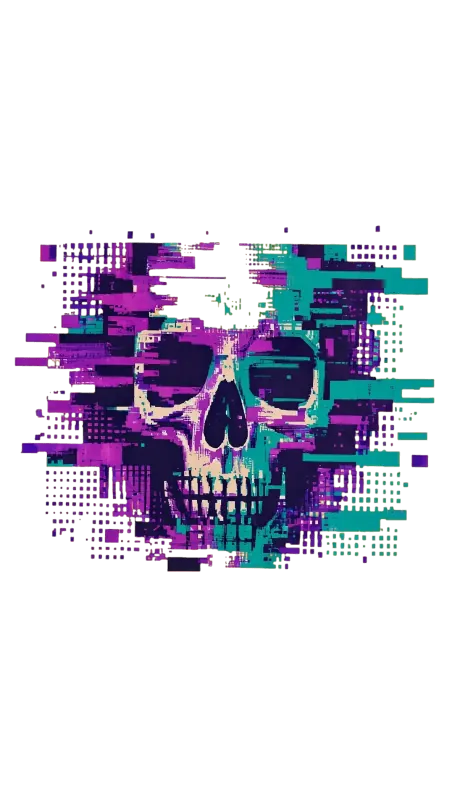 Felpa Teschio Glitch Digitale Cyberpunk