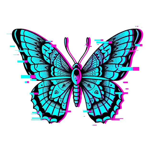 Felpa Farfalla Glitch Art Cyberpunk