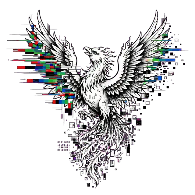 Glitch Phönix Digitale Wiedergeburt T-Shirt