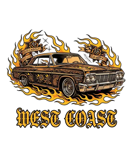 Camiseta de Arte Lowrider de la Costa Oeste