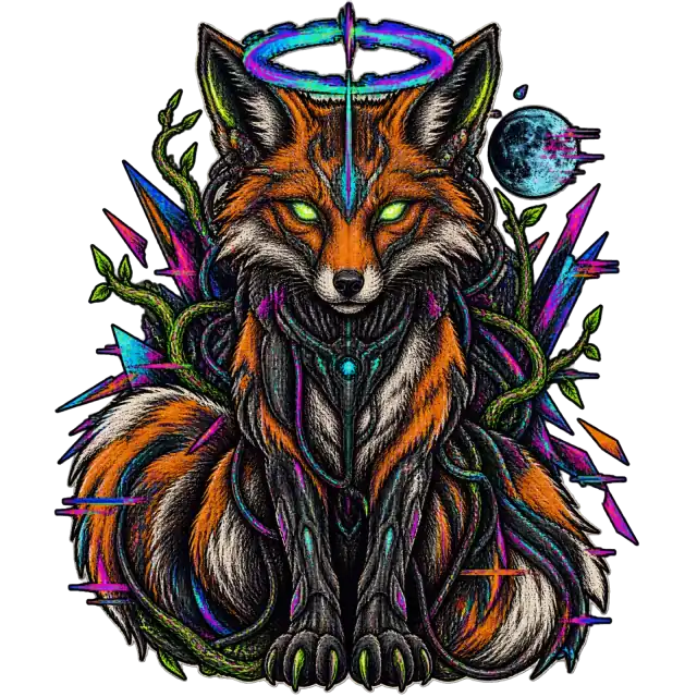 Cyberpunk Neon Glitch Geist Fuchs