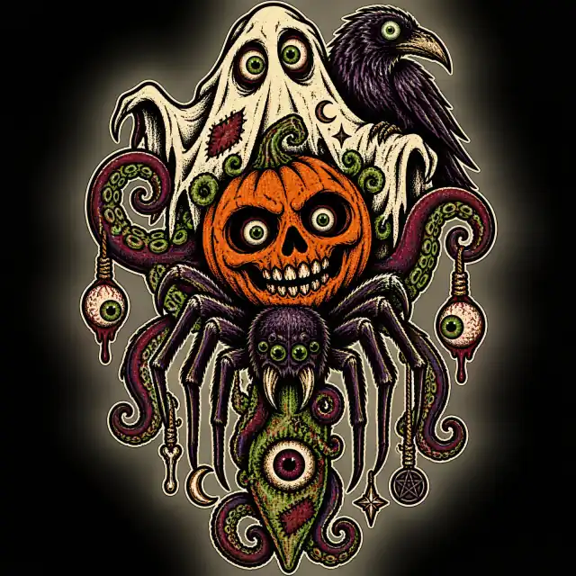 Unheimliche Eldritch Kürbis Horror Kunst – laptop aufkleber