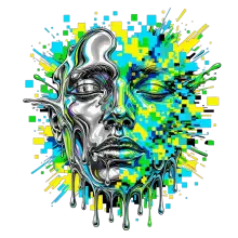 Fusione Digitale Volto Cyber Cromato