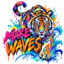 Bunter Neon Tiger Make Waves Kunst